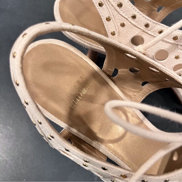 Stuart Weizmann sz 11N Circular strappy studded kitten heels in cream leather - Picture 15 of 15